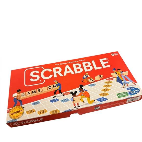 Hasbro Scrabble Board Game. Wooden Tile Racks. EUC - Picture 2 of 4